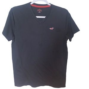 HOLLISTER Mens V-Neck T Shirt Black Sz Small